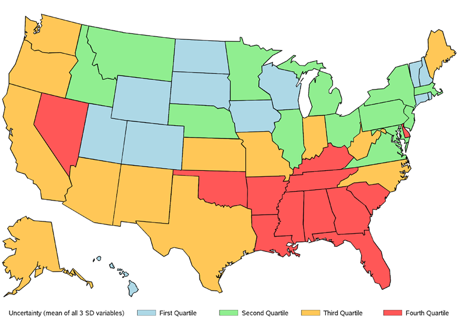 Geographic heterogeneity in uncertainty by state